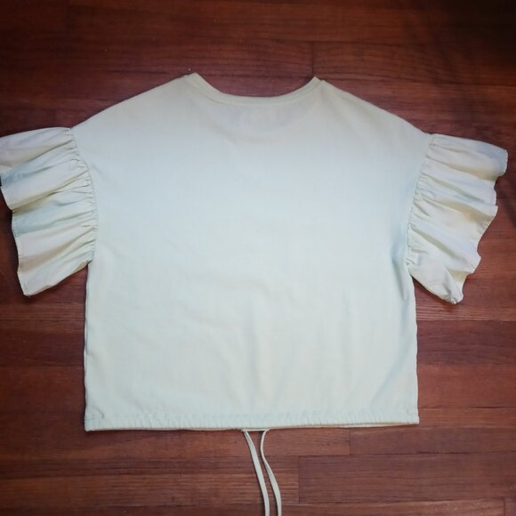 MAEVE ruffle sleeve cropped top in lime (XS) - Picture 2 of 12